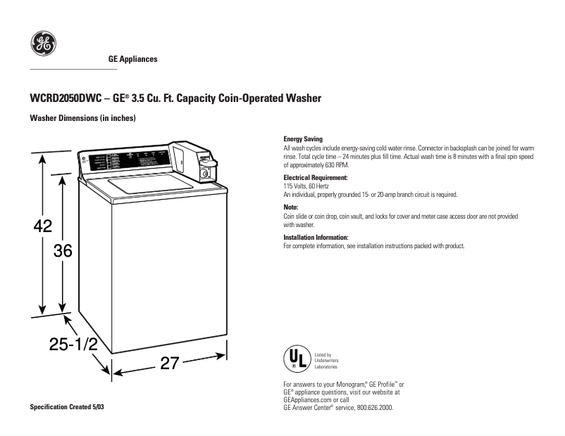 Image de la première page du manuel de l'appareil WCRD2050DWC