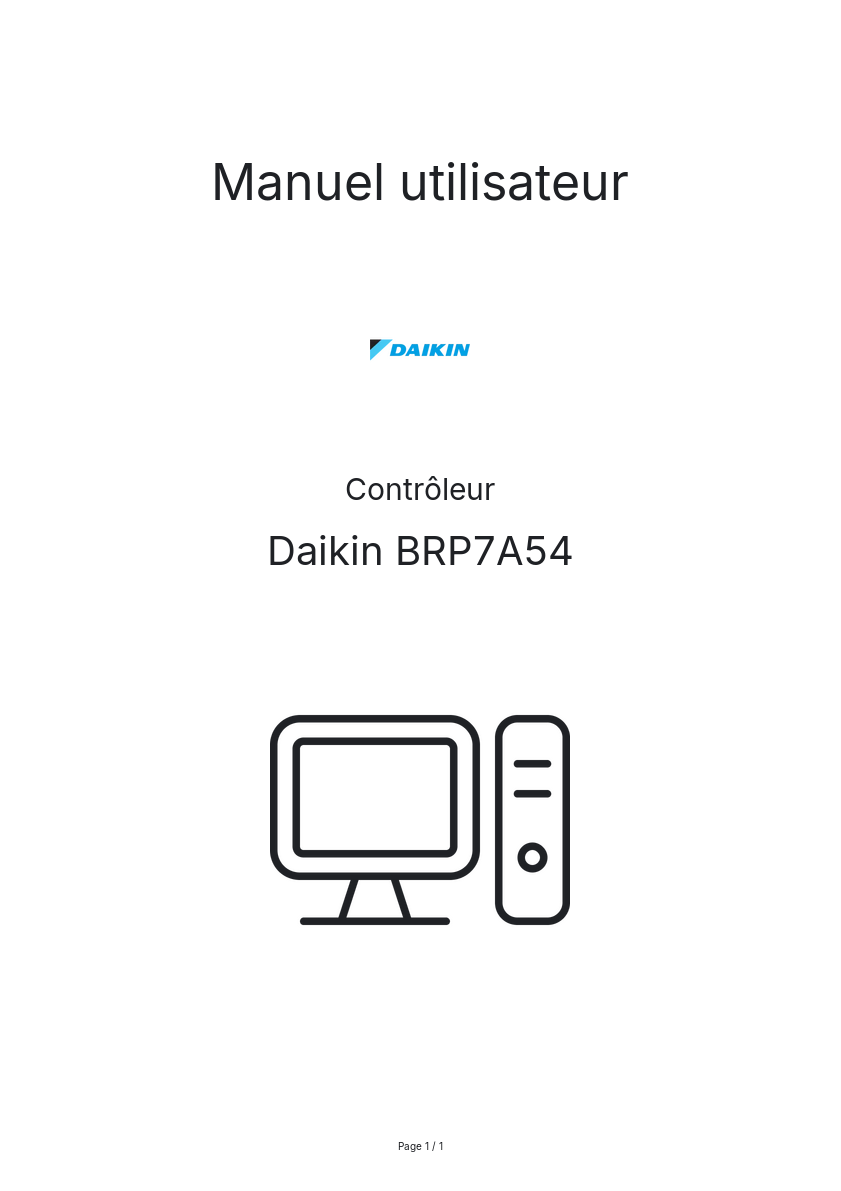 Page n°1 - Manuel utilisateur Daikin BRP7A54