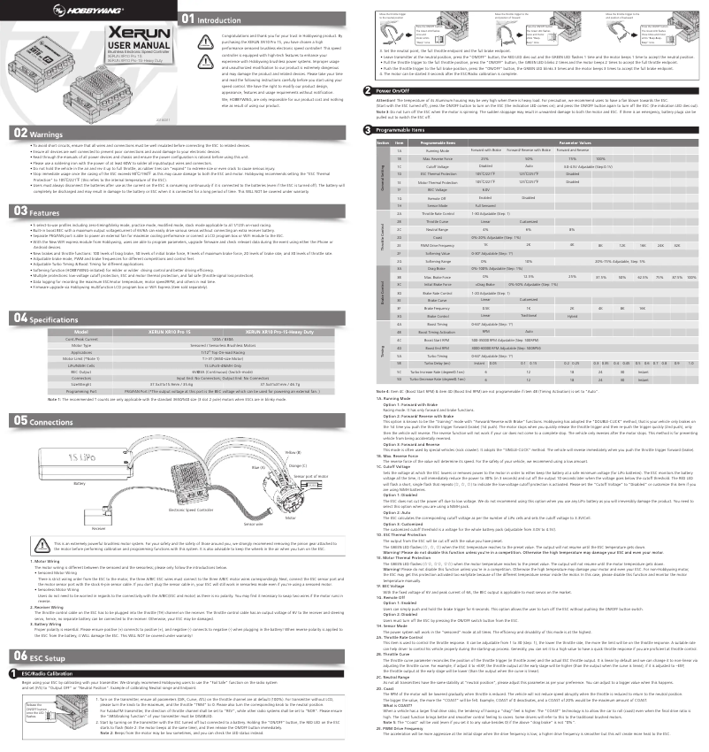 Page n°1 - Manuel utilisateur Hobbywing XR10 PRO 1S HD