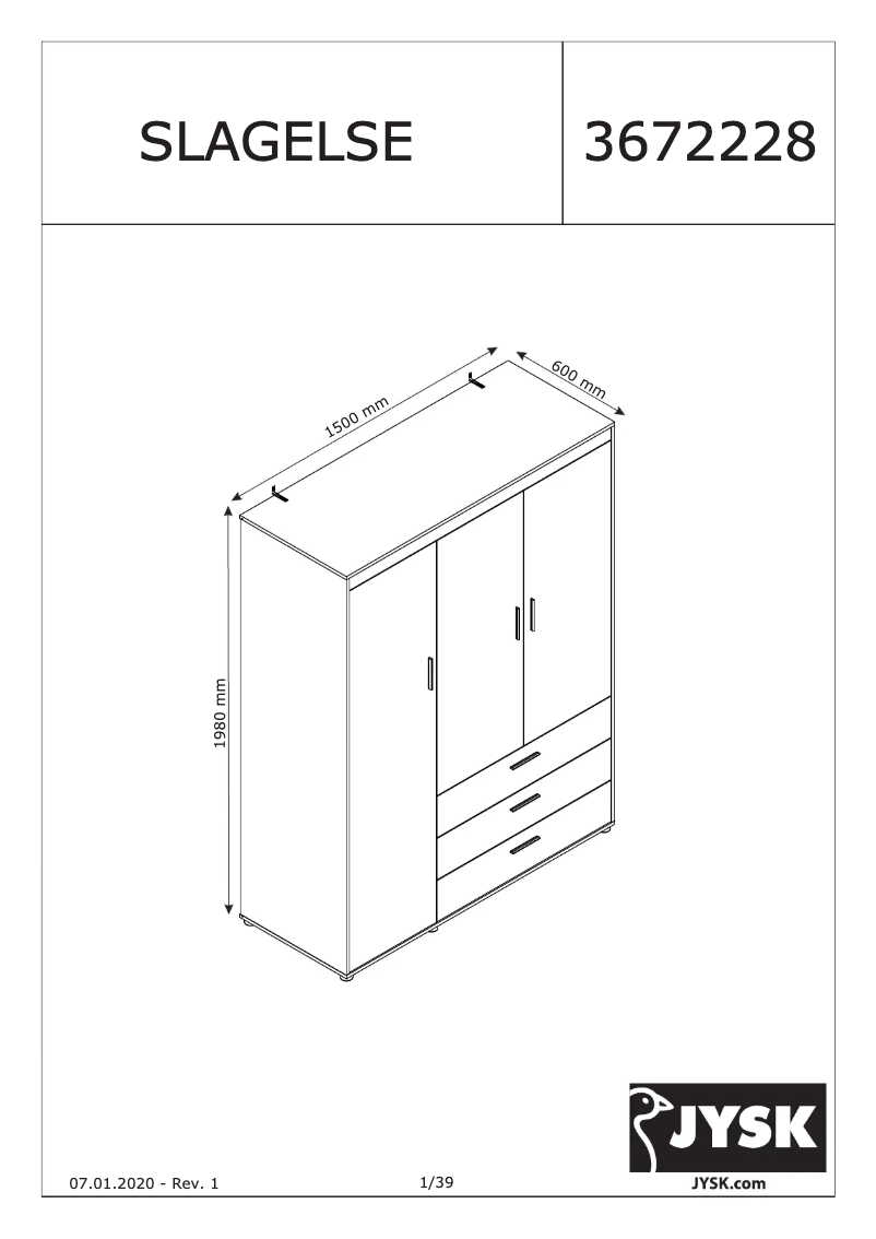 Page 1 de la notice Manuel utilisateur JYSK Slagelse