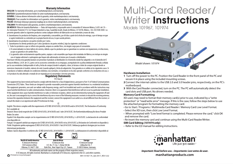 Page n°1 - Manuel utilisateur Manhattan MultiCard
