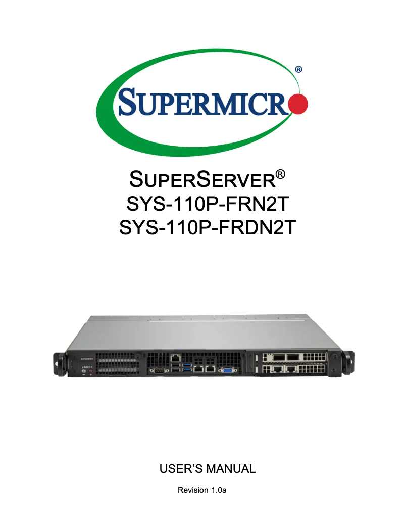 Page 1 de la notice Manuel utilisateur Supermicro SuperServer SYS-110P-FRN2T