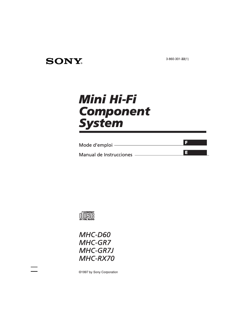 Page n°1 - Manuel utilisateur Sony MHC-D60