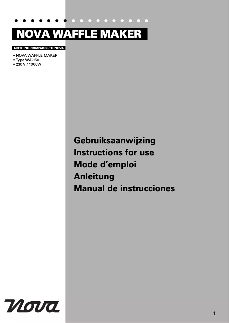 Page n°1 - Manuel utilisateur Nova WA-150