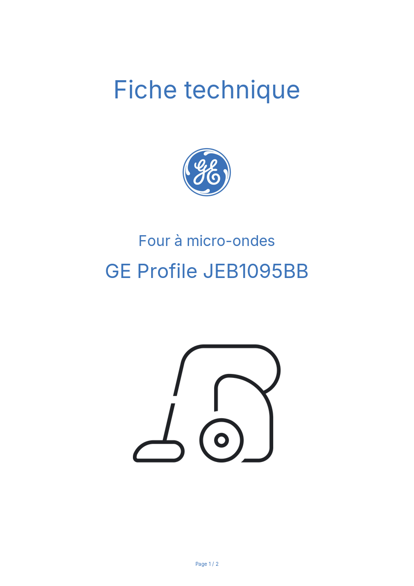 Page n°1 - Fiche technique GE Profile JEB1095BB