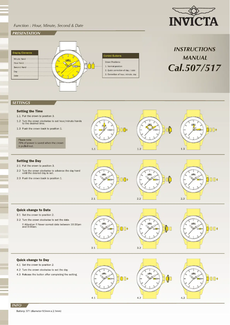 Page n°1 - Manuel utilisateur Invicta Pro Diver 28647