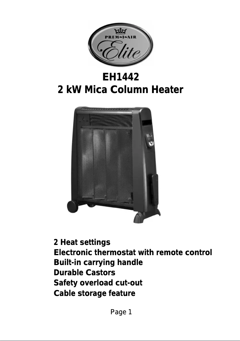 Image de la première page du manuel de l'appareil EH1442