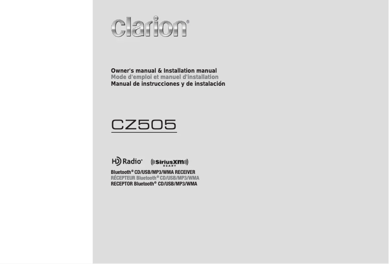 Page n°1 - Manuel utilisateur Clarion CZ505