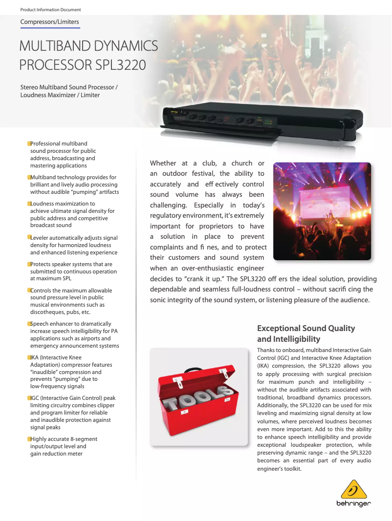 Image de la première page du manuel de l'appareil Eurocom SPL3220