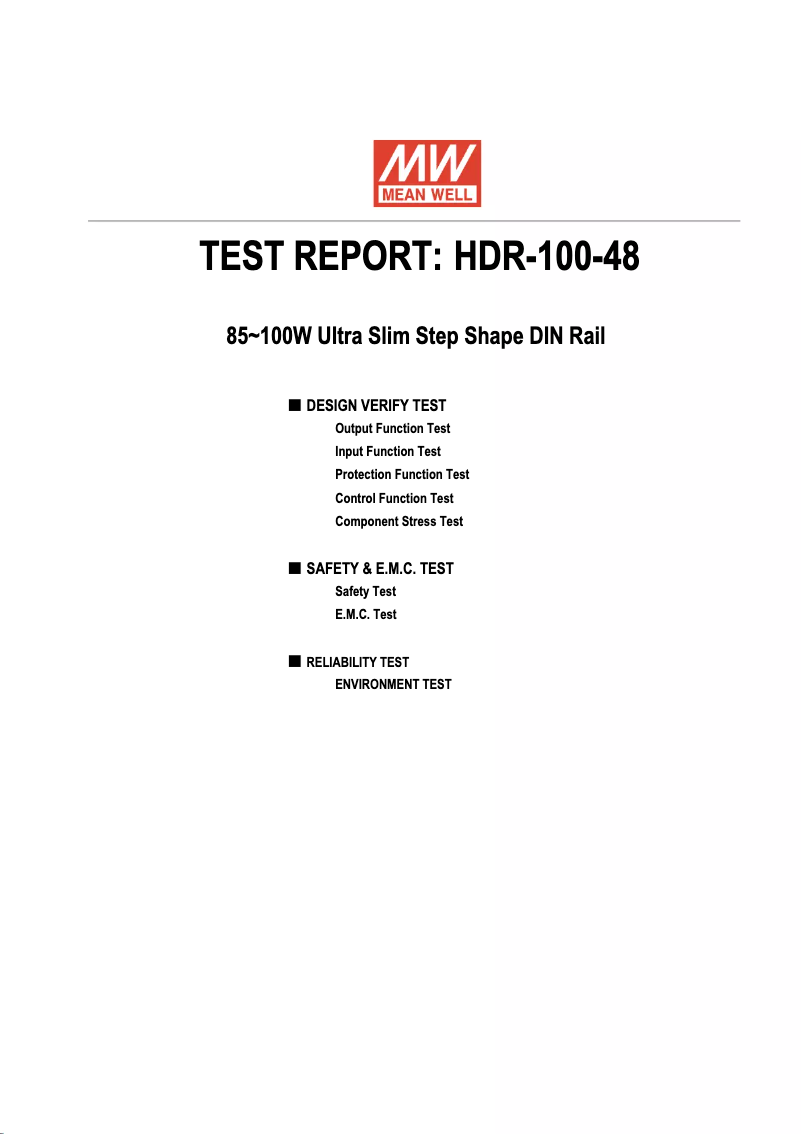 Page n°1 - Manuel utilisateur Mean Well HDR-100-48