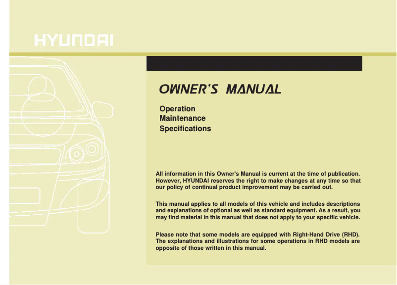 Page 1 de la notice Manuel utilisateur Hyundai i40 (2019)