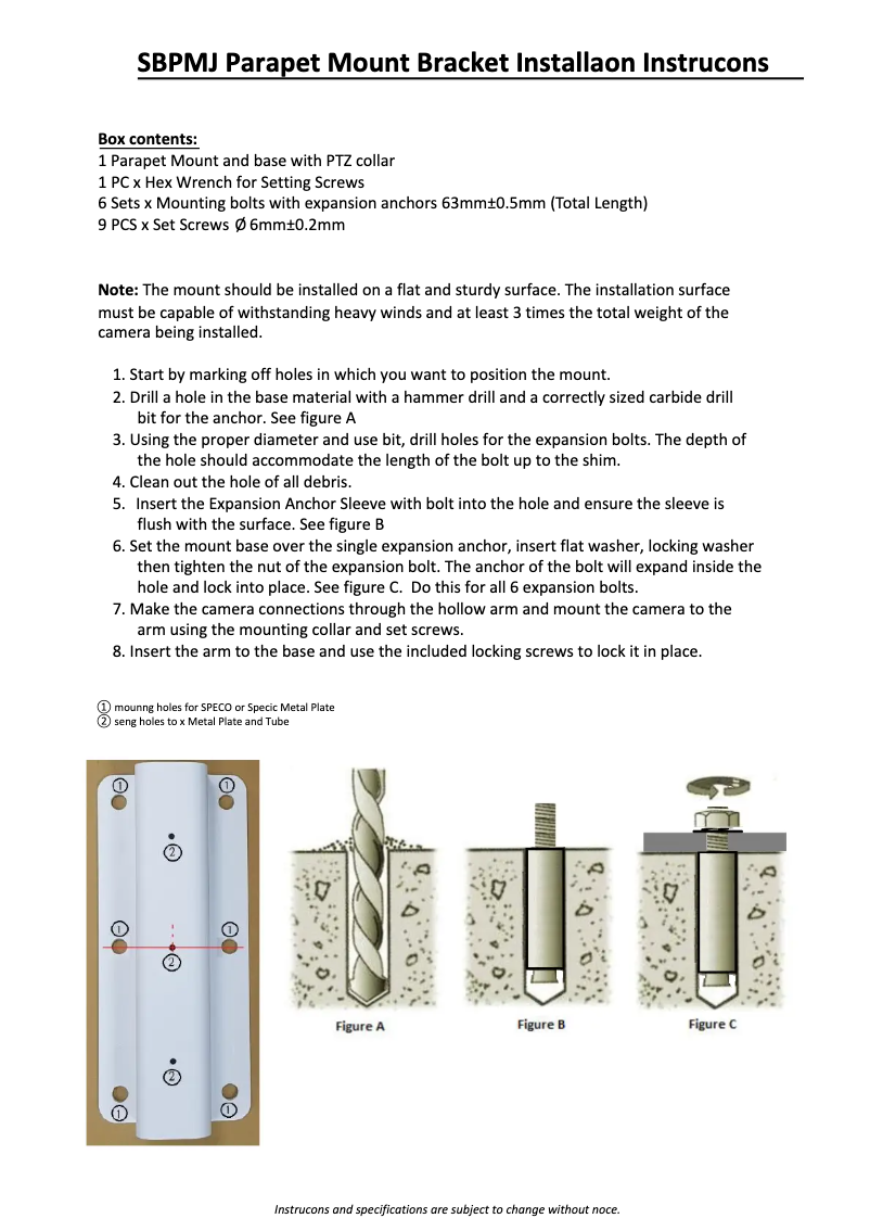 Page 1 of the manual User Manual Speco Technologies SBPMJ