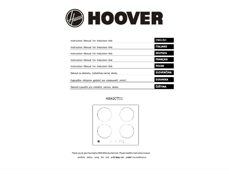Page n°1 - Manuel utilisateur Hoover HI642CTT