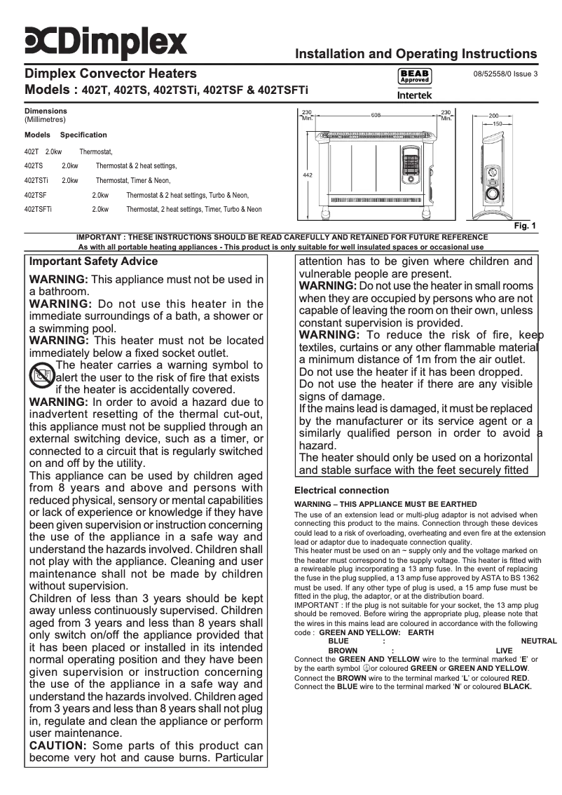 Image de la première page du manuel de l'appareil 402TSF