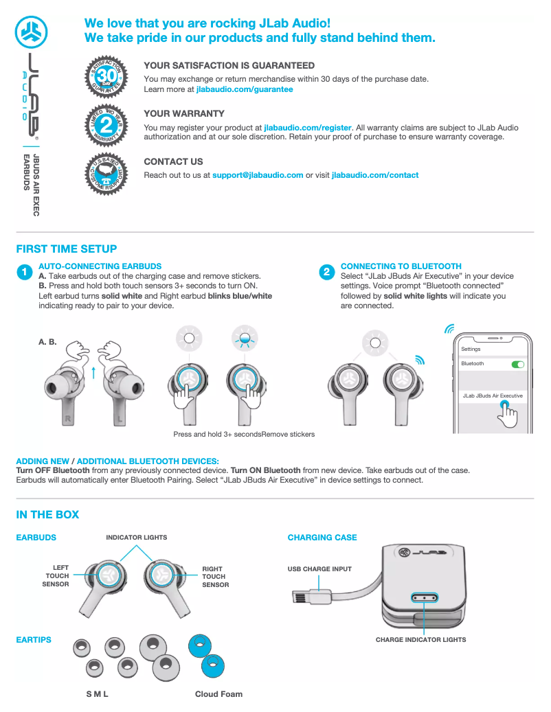 Page n°1 - Manuel utilisateur JLab JBuds Air