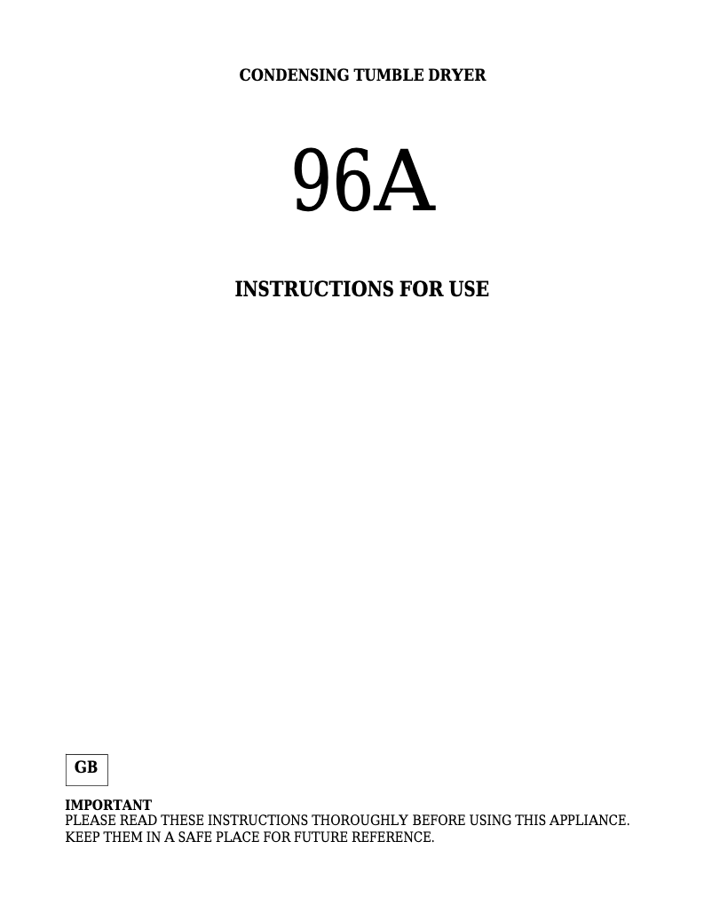 Página 1 del manual Manual de usuario White Knight 96AW