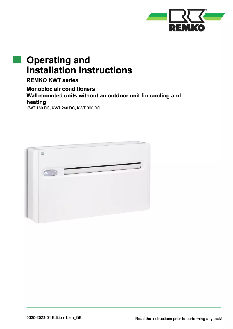 Imagen de la primera página del manual del dispositivo KWT 180 DC