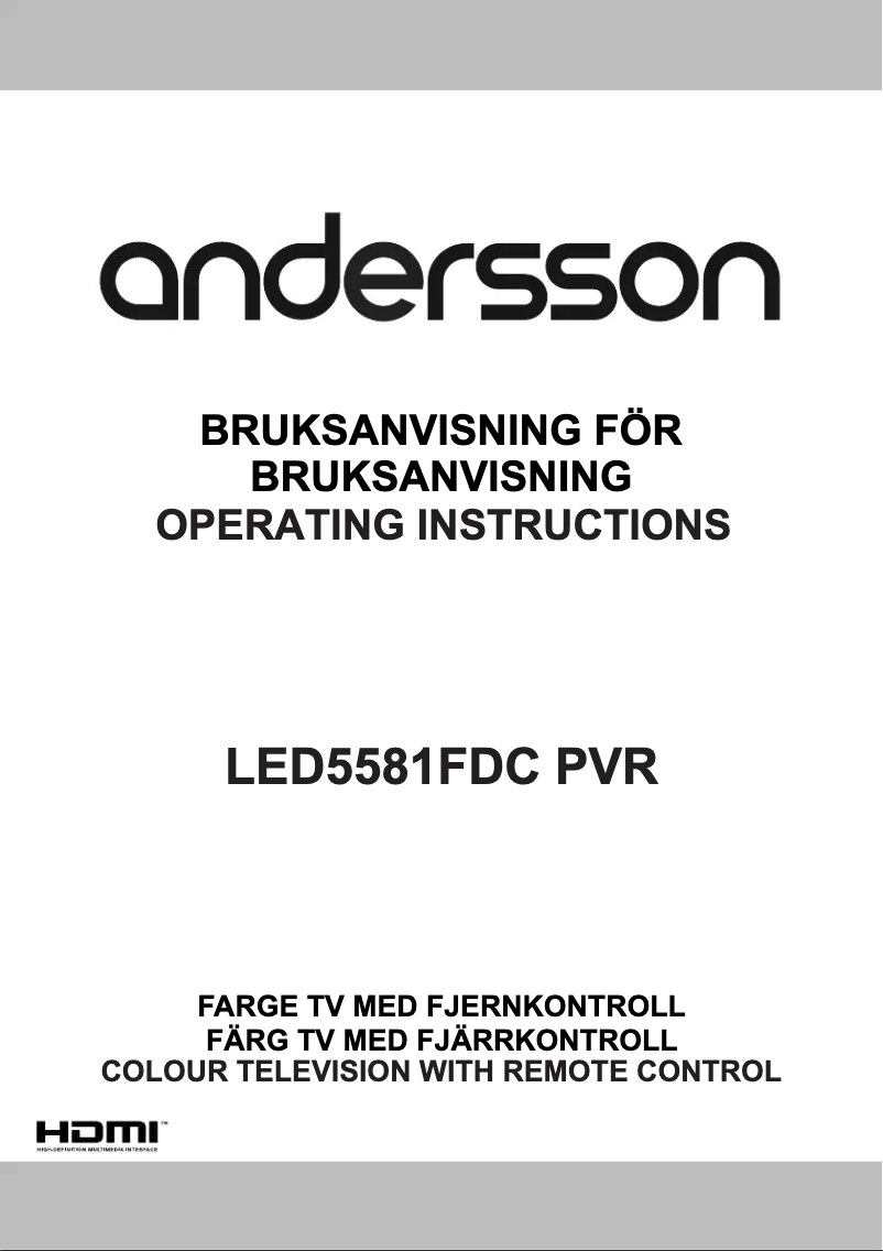 Page 1 de la notice Manuel utilisateur Andersson LED5581FDC PVR