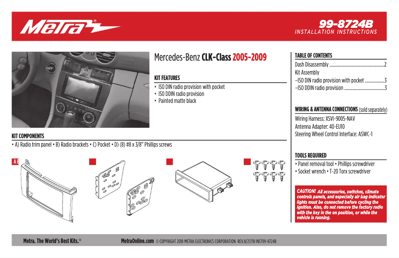 Page n°1 - Manuel utilisateur Metra 99-8724B