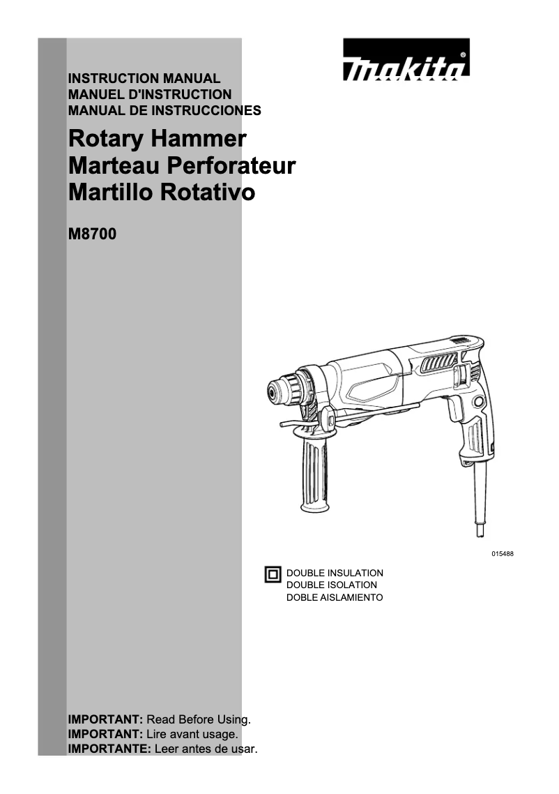 Page 1 de la notice Manuel utilisateur Makita M8700
