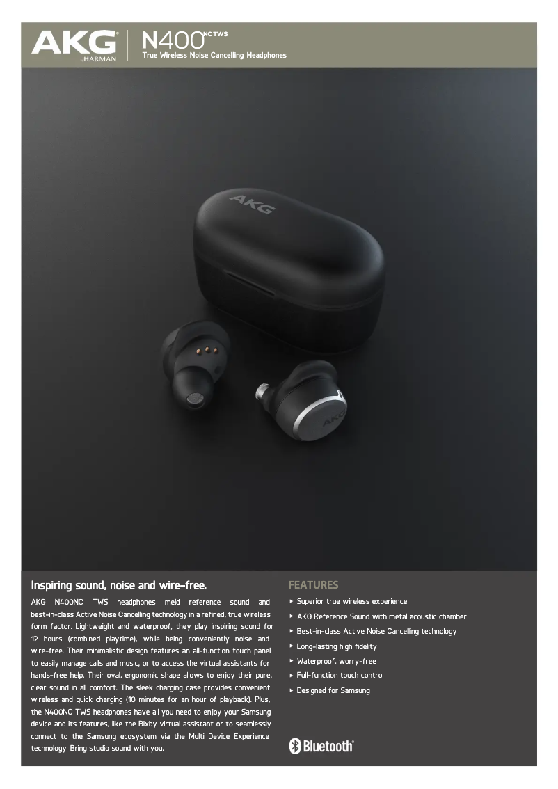 Page 1 de la notice Fiche technique AKG N400NC TWS