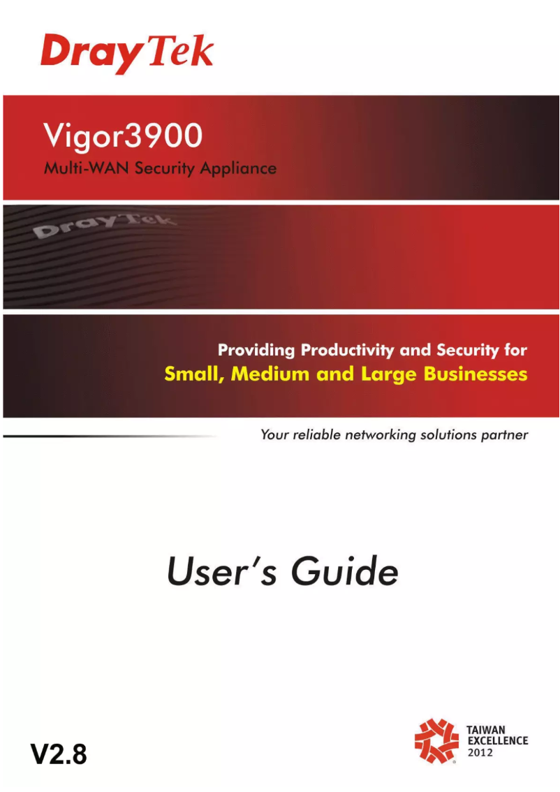 Page 1 de la notice Manuel utilisateur Draytek Vigor 3900