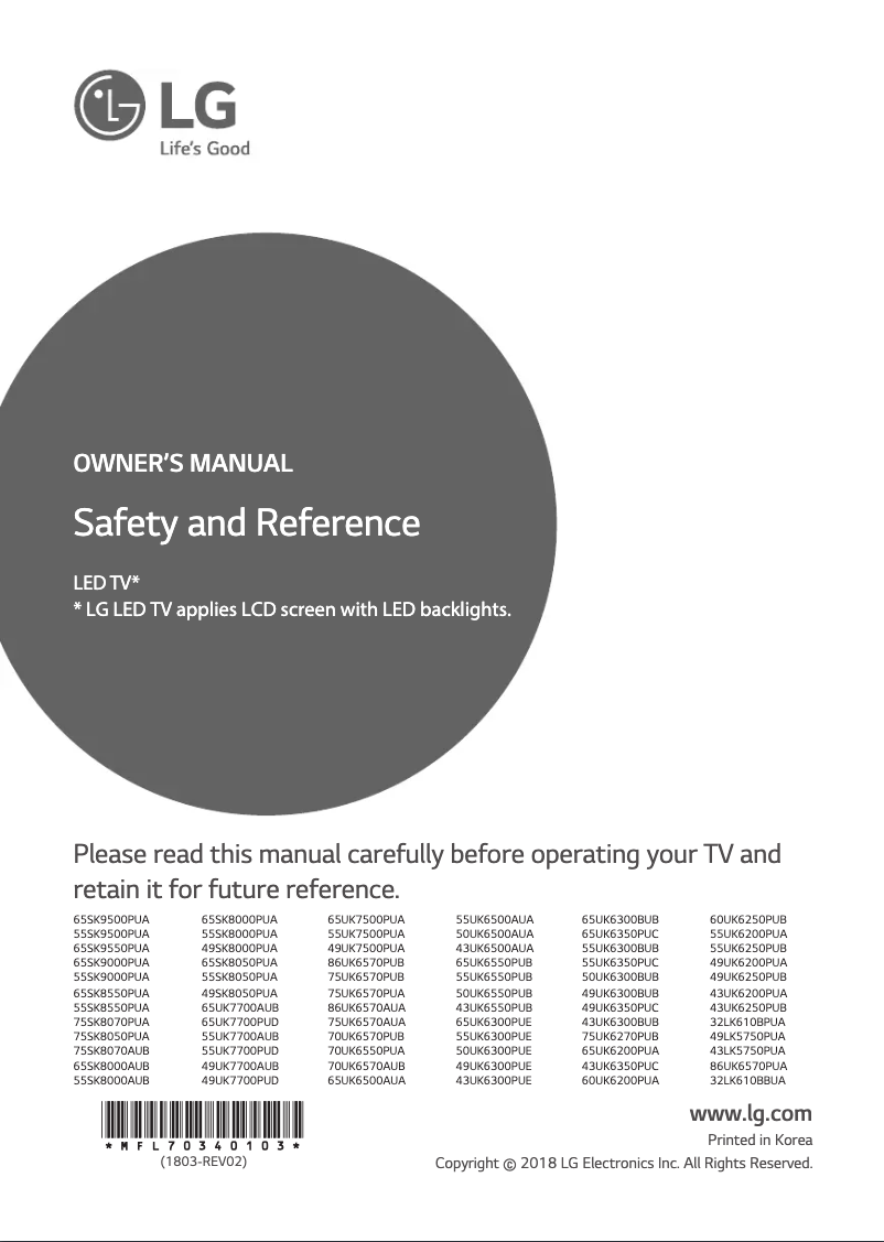 Page n°1 - Manuel utilisateur LG SK8070