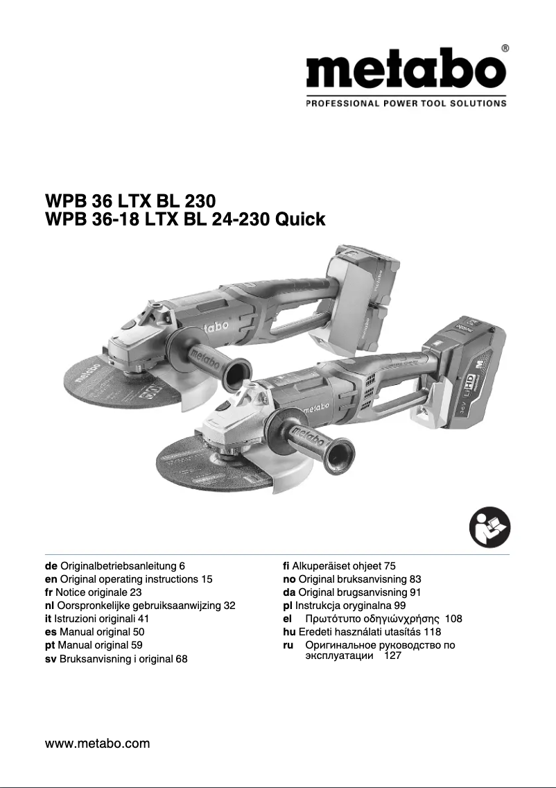 Page n°1 - Manuel utilisateur Metabo WPB 36-18 LTX BL 24-230 Quick
