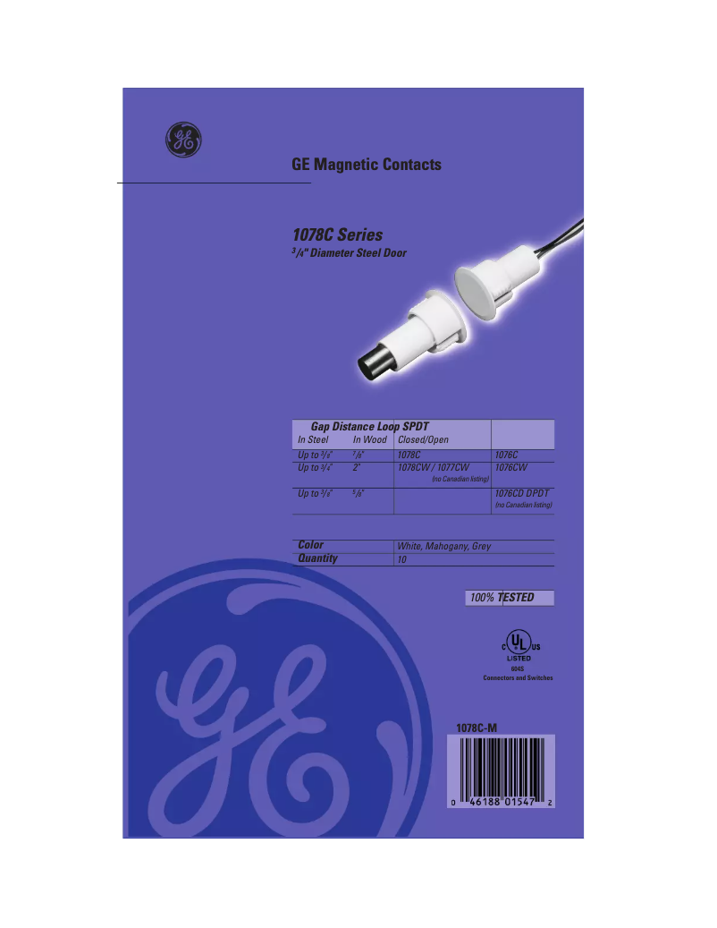 Page n°1 - Manuel utilisateur Interlogix 1078C-N