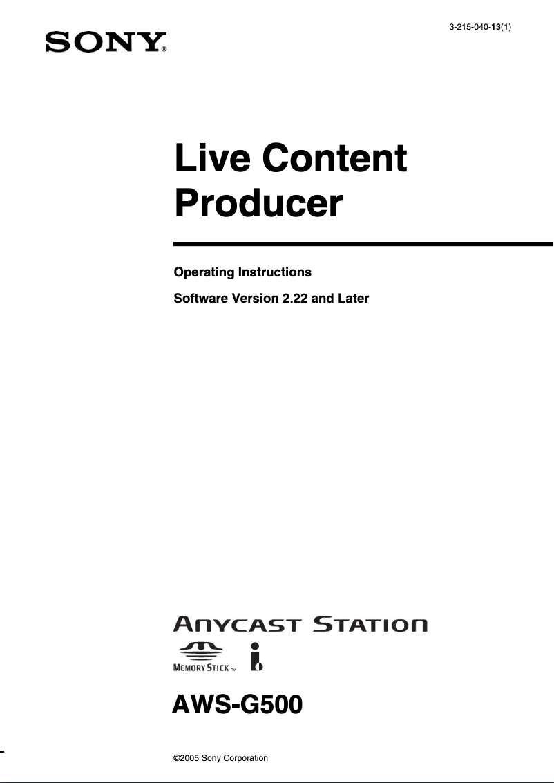 Image de la première page du manuel de l'appareil AWS-G500