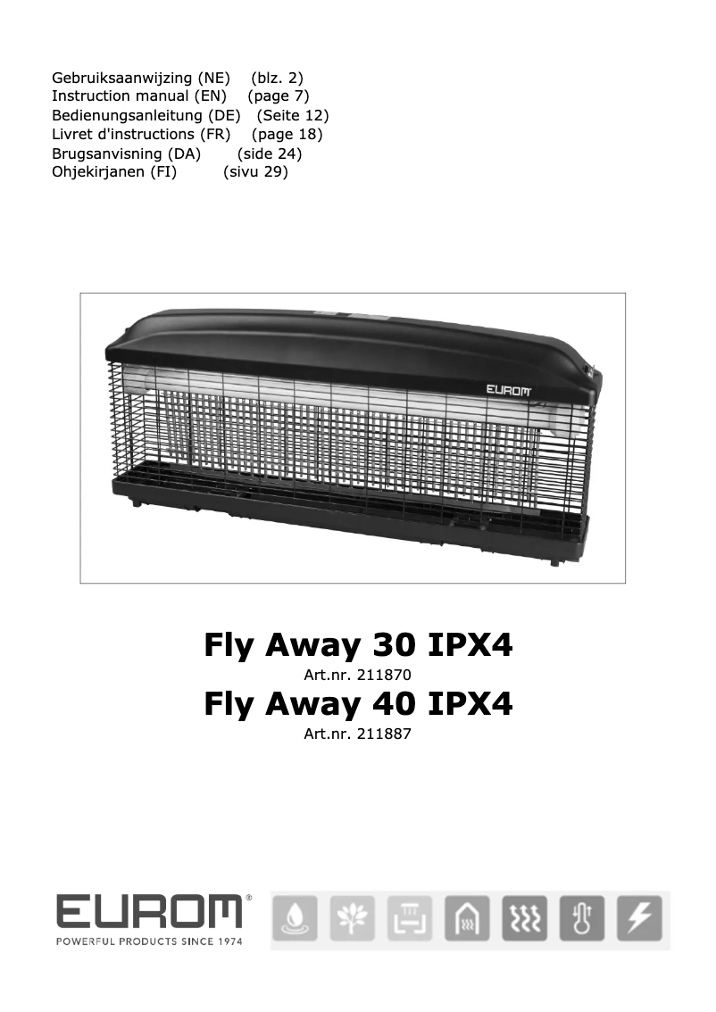 Page 1 de la notice Manuel utilisateur Eurom Fly Away 30 waterproof