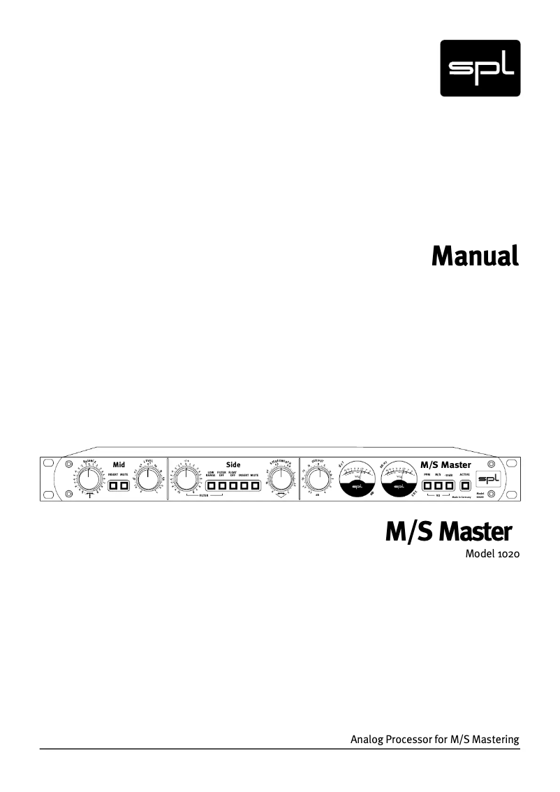 Page n°1 - Manuel utilisateur SPL M/S Master