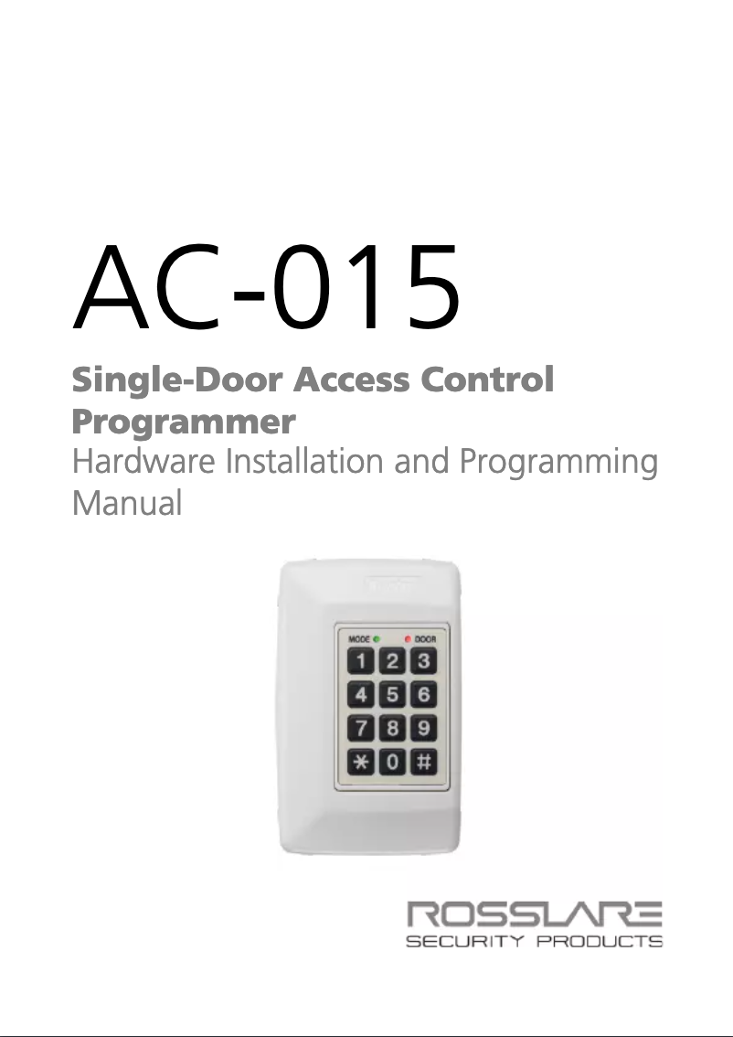 Page 1 de la notice Manuel utilisateur Rosslare AC-015