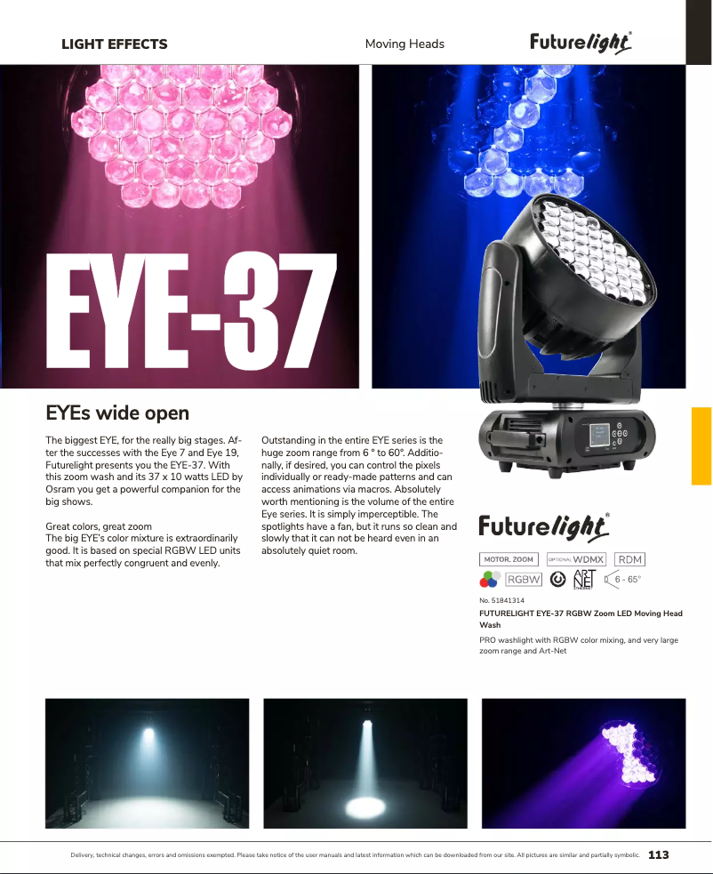 Page 1 de la notice Catalogue Futurelight EYE-37 RGBW Zoom