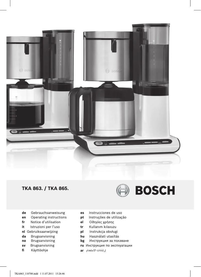 Page n°1 - Manuel utilisateur Bosch TKA 8653