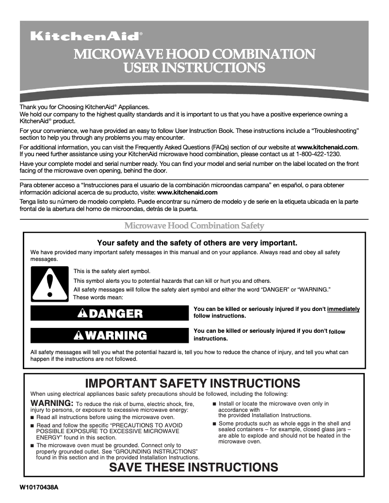 Page 1 de la notice Manuel utilisateur KitchenAid Architect KHHC2090SSS