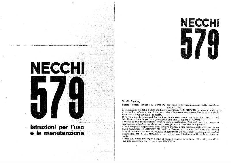 Page 1 de la notice Manuel utilisateur Necchi 579
