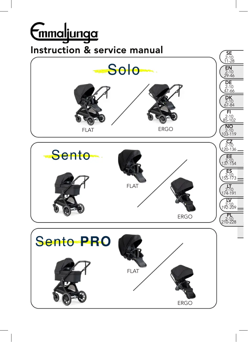Page 1 de la notice Manuel utilisateur Emmaljunga Sento Urban
