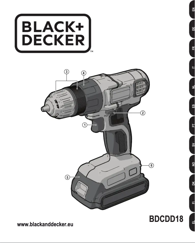 Page n°1 - Manuel utilisateur Black & Decker BDCDD18