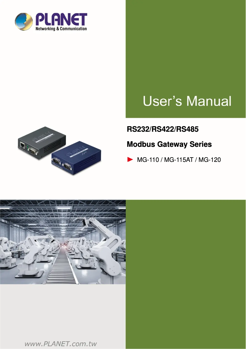 Page 1 de la notice Manuel utilisateur Planet MG-120