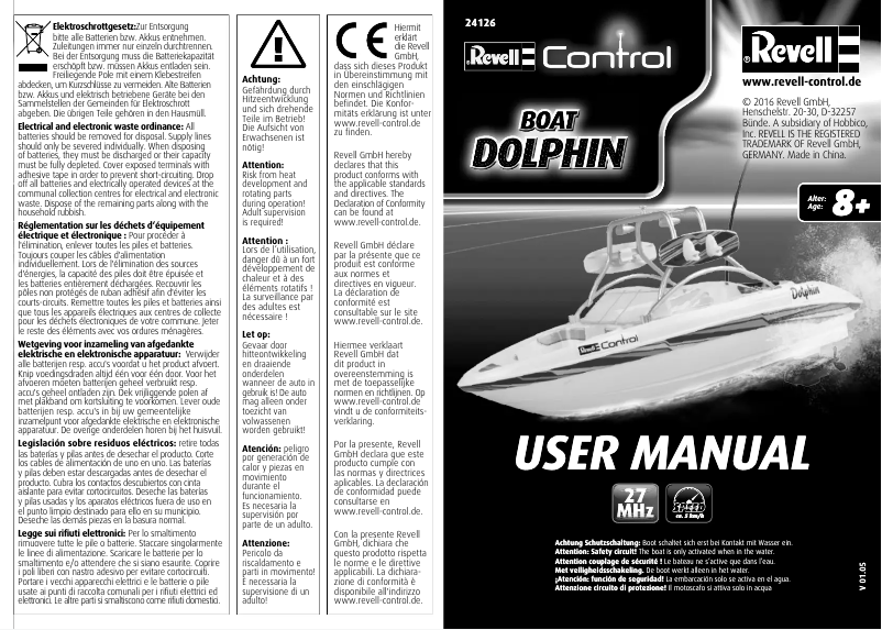 Page 1 de la notice Manuel utilisateur Revell Speedboat Dolphin