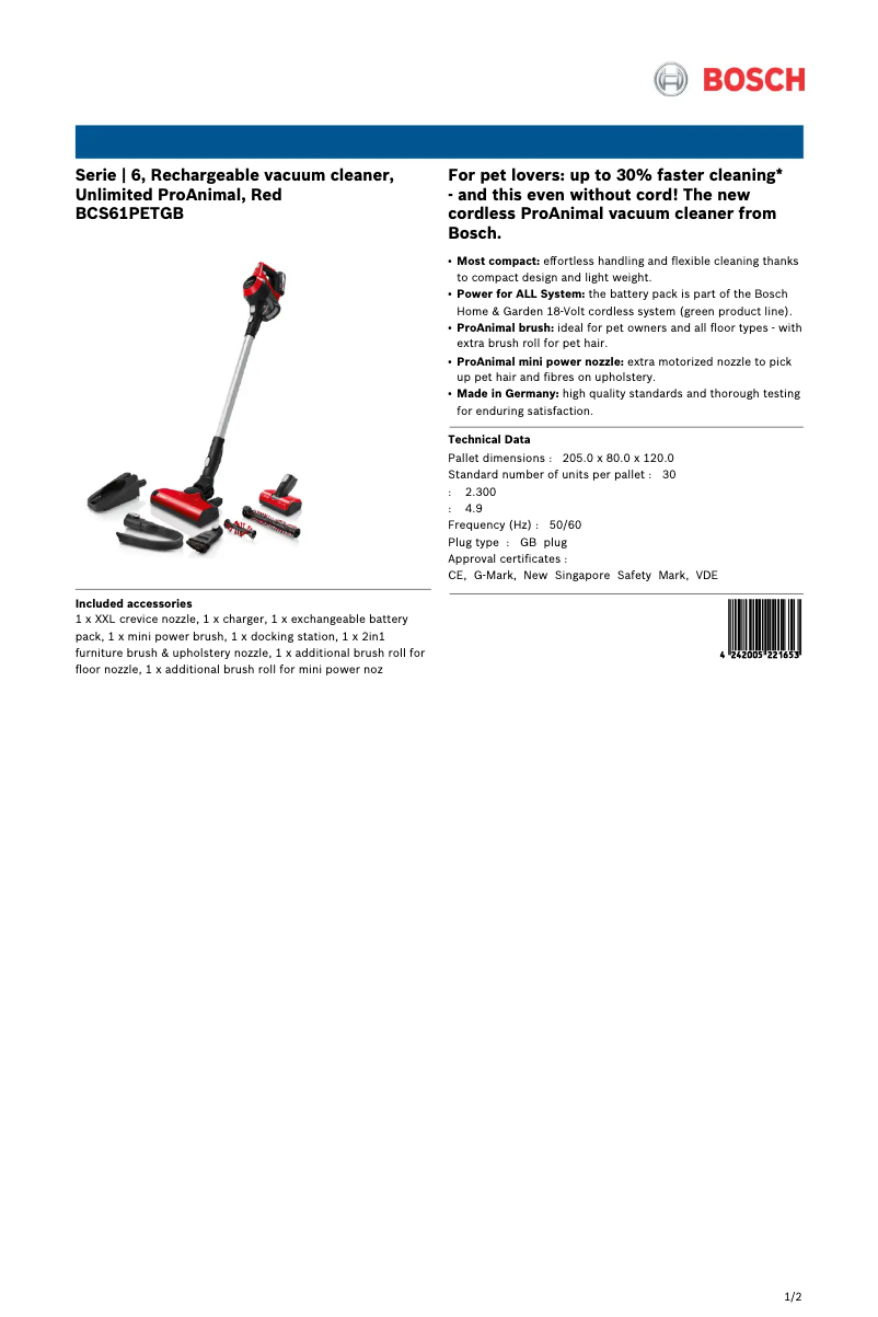 Image de la première page du manuel de l'appareil BCS61PETGB