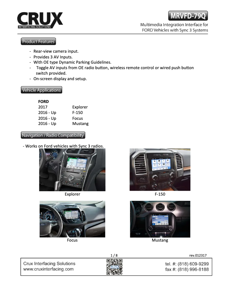 Page n°1 - Manuel utilisateur CRUX MRVFD-79Q