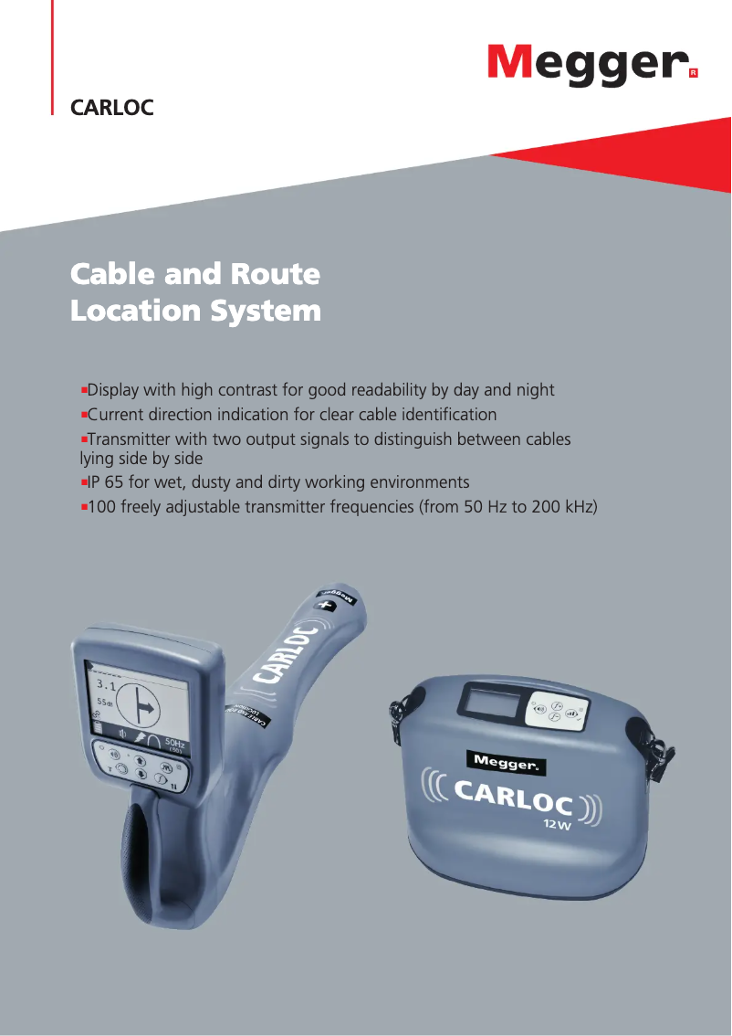 Page 1 de la notice Brochure Megger CARLOC