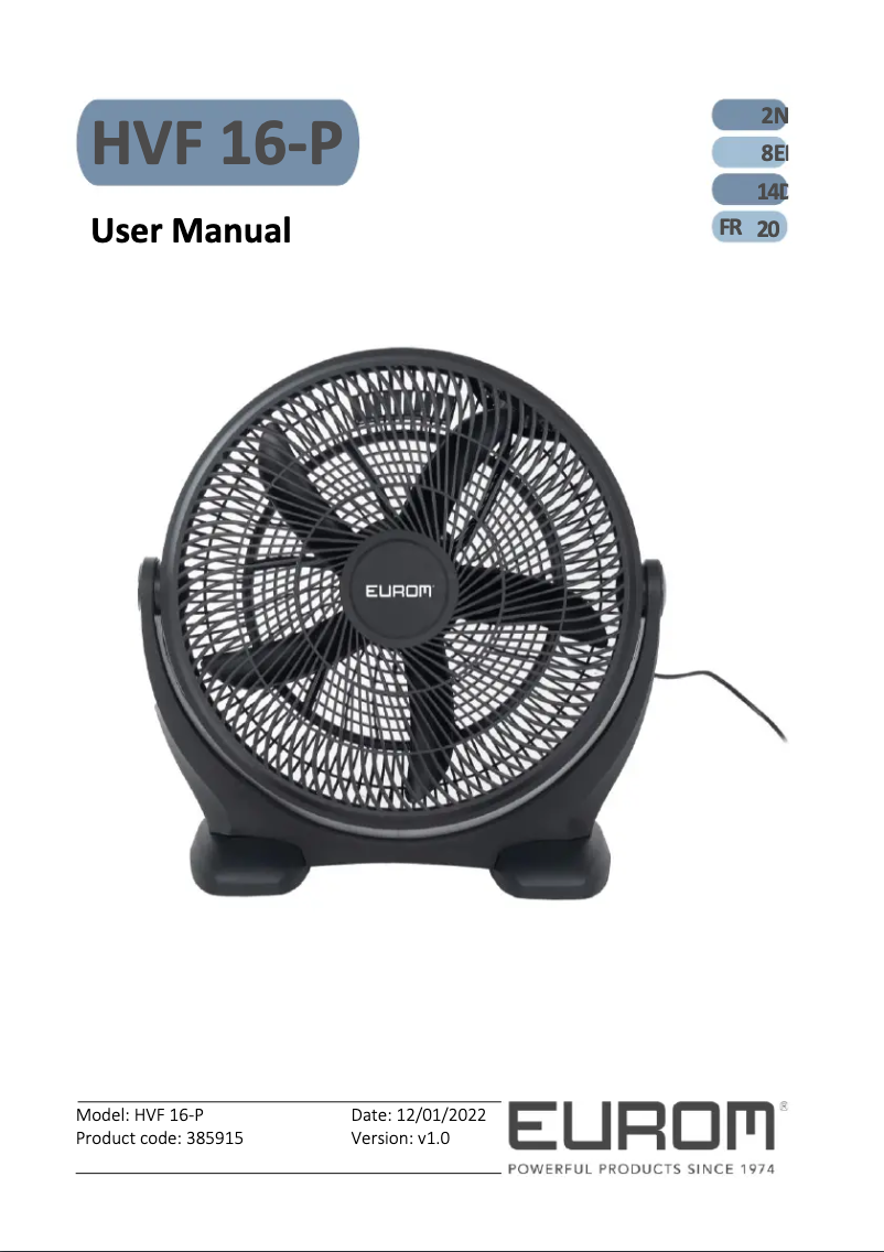 Page n°1 - Manuel utilisateur Eurom HVF 16-P