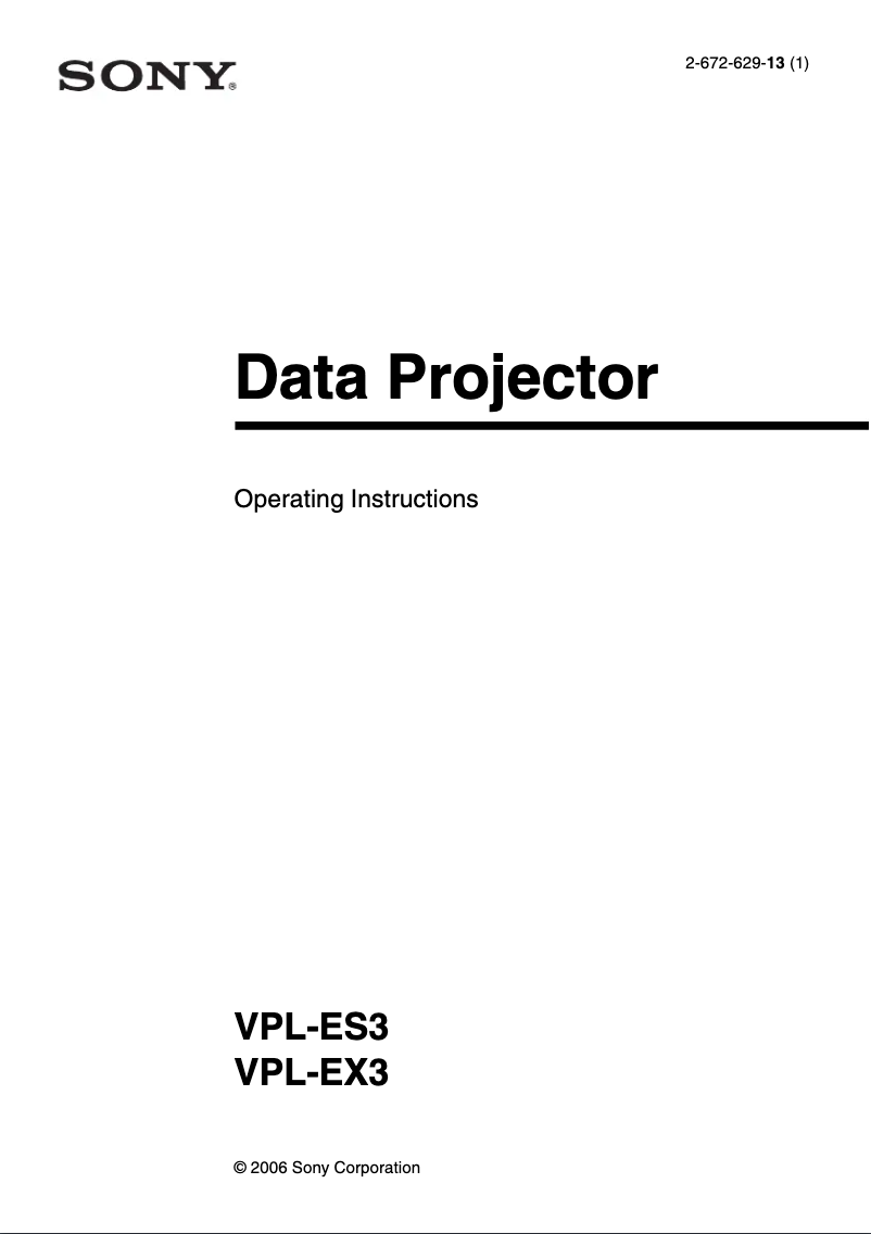 Page n°1 - Manuel utilisateur Sony VPL-EX3