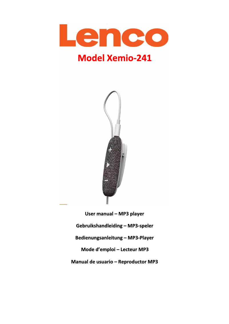 Image de la première page du manuel de l'appareil Xemio-241