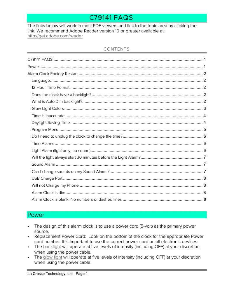 Página 1 del manual Preguntas frecuentes La Crosse Technology C79141