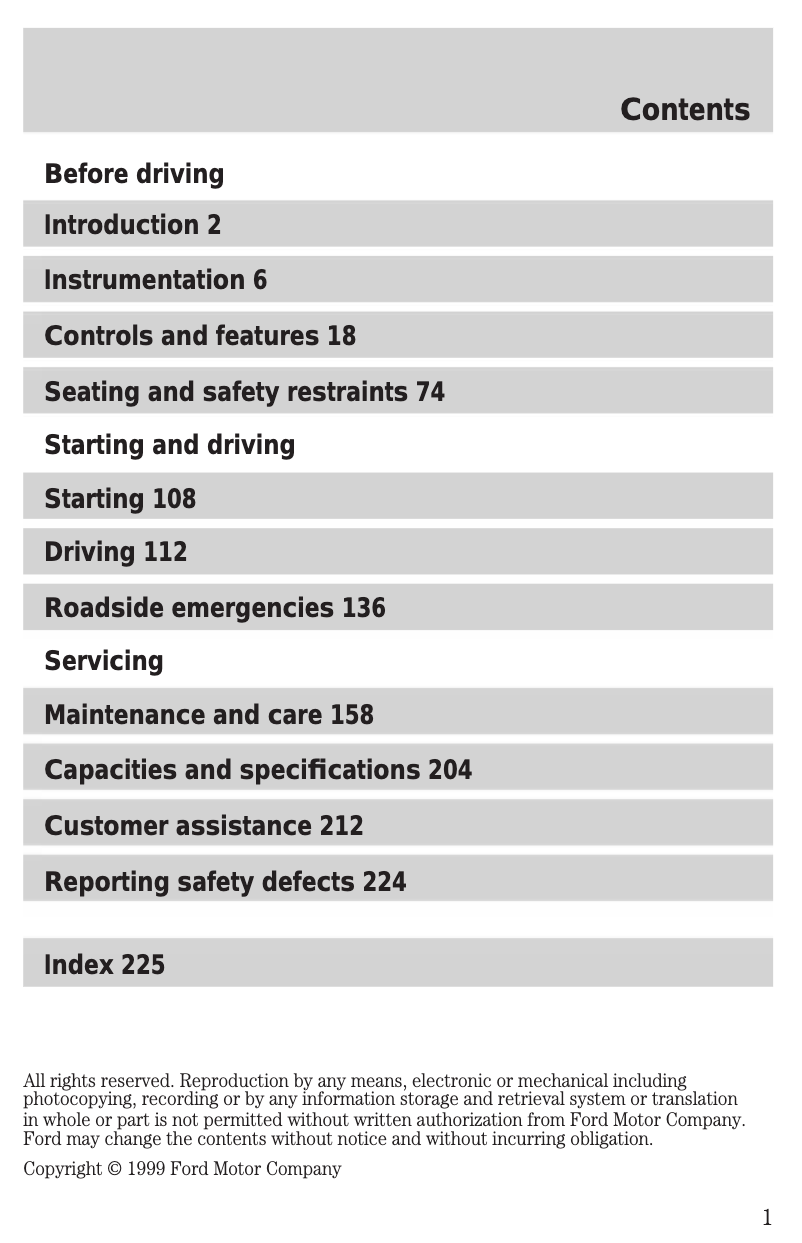 Image de la première page du manuel de l'appareil Excursion (2000)