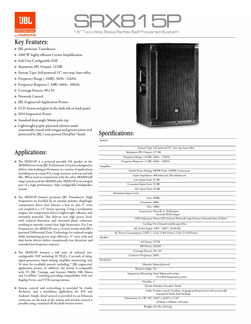 Image de la première page du manuel de l'appareil SRX815P